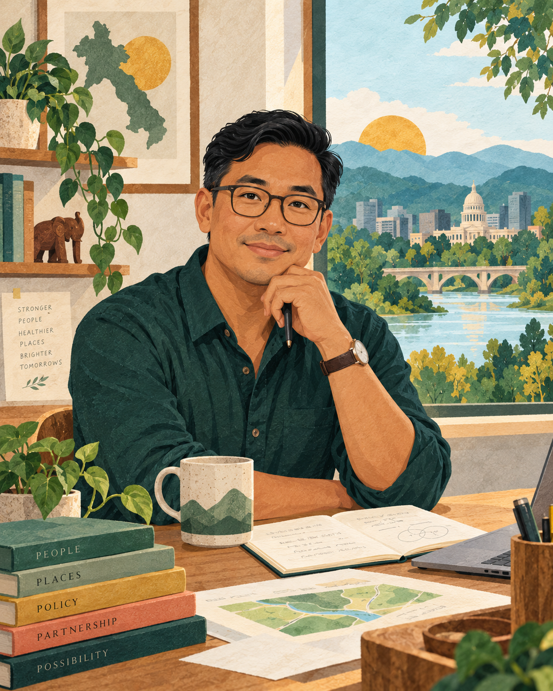 Illustrated founder portrait used as a visual placeholder for Saengmany Ratsabout.